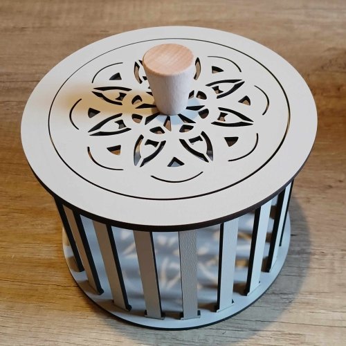 Konstrukce pro vyplétané košíky s víkem 15x10cm  kruh typ T3 ŠEDÁ