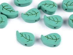 Dřevěné korálky list 12x20 mm zelená pastelová cena za kus
