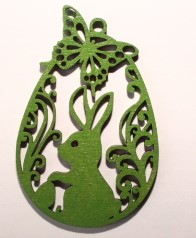 Dřevěná velikonoční ozdoba 8x5cm k zavěšení ZELENÁ