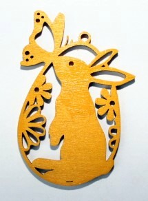 Dřevěná velikonoční ozdoba 8x5cm k zavěšení ŽLUTÁ