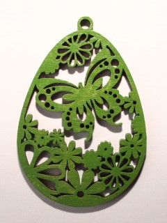 Dřevěná velikonoční ozdoba 8x5cm k zavěšení ZELENÁ