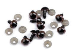 Bezpečnostní oči  10 mm Černé  lem hnědý , cena za pár 2 kusy