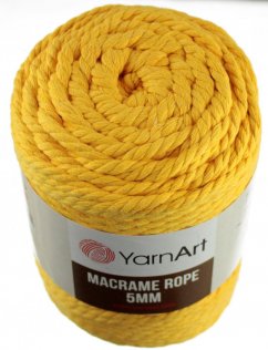 Macrame Rope 764 jemně žlutá  5 mm