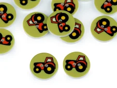 Knoflík dětský velikost 24" traktor zelená sv.