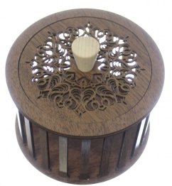 Konstrukce pro vyplétané košíky s víkem 15x10cm kruh typ T1 OŘECH TMAVÝ