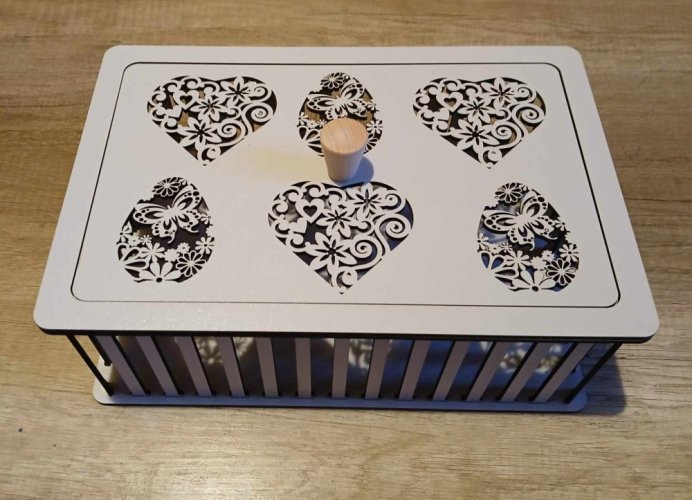 Konstrukce pro vyplétané košíky s víkem 30x20x10cm typ 4 ŠEDÁ