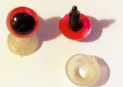 Bezpečnostní oči  8 mm Černé  lem červený , cena za pár 2 kusy