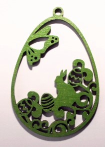 Dřevěná velikonoční ozdoba 8x5cm k zavěšení ZELENÁ