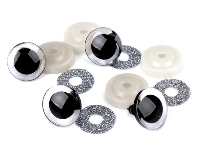 Bezpečnostní oči glitrové Ø25 mm barva stříbrná tm. 1 jakost cena za 2ks