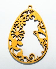 Dřevěná velikonoční ozdoba 8x5cm k zavěšení ŽLUTÁ