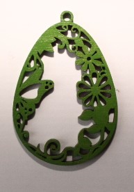 Dřevěná velikonoční ozdoba 8x5cm k zavěšení ZELENÁ