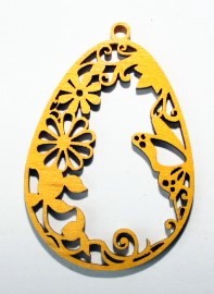 Dřevěná velikonoční ozdoba 8x5cm k zavěšení ŽLUTÁ