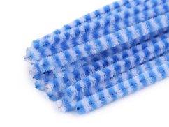 Chlupaté modelovací drátky proužek Ø6 mm délka 30 cm modrá bílá