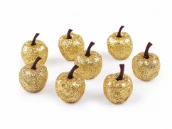 Umělá jablíčka s glitry zlatá
