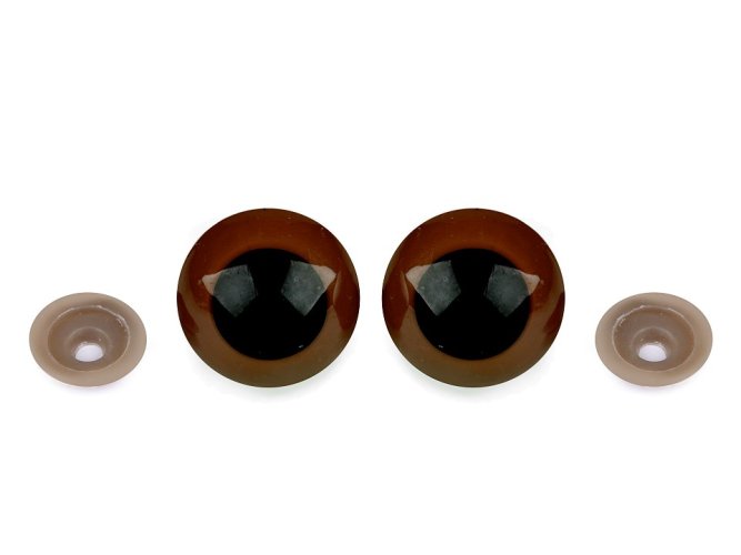 Bezpečnostní oči  12 mm Černé  lem hnědá  , cena za pár 2 kusy 2 jakost