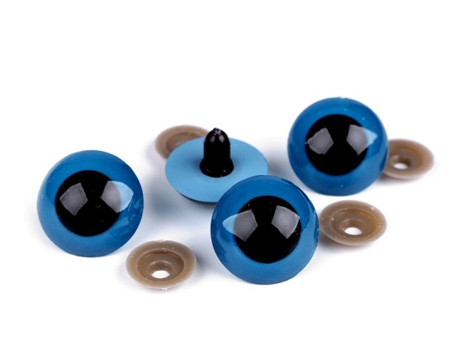 Bezpečnostní oči  12 mm Černé  lem modrý , cena za pár 2 kusy  2 jakost