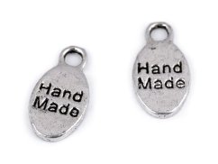 Kovový přívěsek Handmade 8x15 mm platina