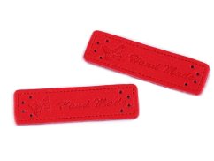 Eko kůže cedulka / ozdoba / nášivka Handmade 15x50 mm červená
