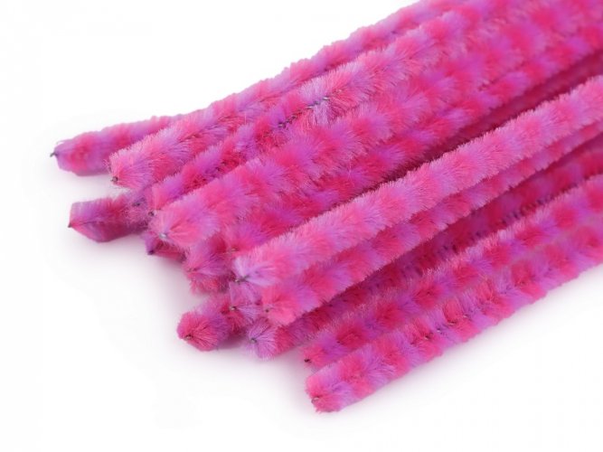 Chlupaté modelovací drátky proužek Ø6 mm délka 30 cm růžová fialová