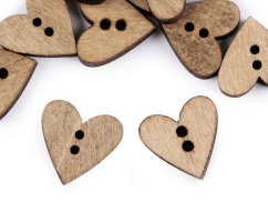 Dřevěný dekorační knoflík srdce přírodní