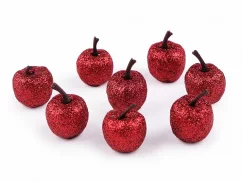 Umělá jablíčka s glitry červená