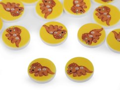 Knoflík dětský velikost 24" dinosaurus žlutá