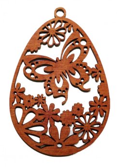 Dřevěná velikonoční ozdoba 8x5cm k zavěšení mahagon