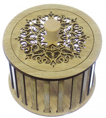 Konstrukce pro vyplétané košíky s víkem 15x10cm  kruh typ T1 Dub TAUPE