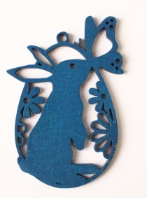 Dřevěná velikonoční ozdoba 8x5cm k zavěšení MODRÁ