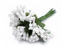 Květinové pestíky na drátku / vývazek bílá