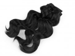 Paruka / vlasy pro panenky 25 cm vlnité   černá