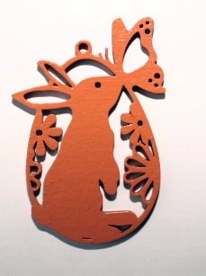 Dřevěná velikonoční ozdoba 8x5cm k zavěšení ORANŽOVÁ