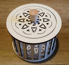 Konstrukce pro vyplétané košíky s víkem 15x10cm kruh typ T3 Bílá