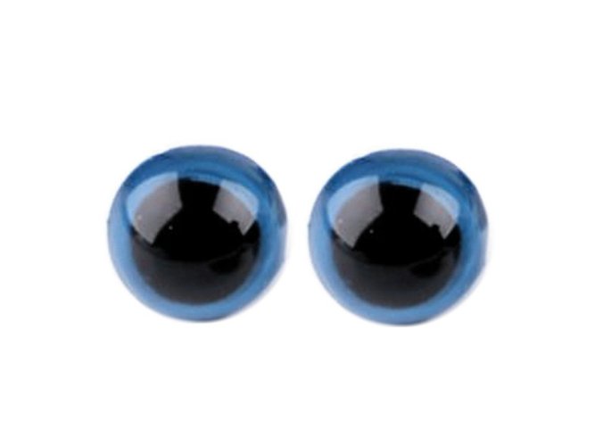 Bezpečnostní oči  8 mm Černé  lem modrý , cena za pár 2 kusy 2 jakost