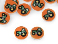 Knoflík dětský velikost 24" traktor oranžová