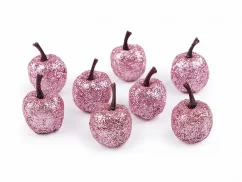 Umělá jablíčka s glitry růžová