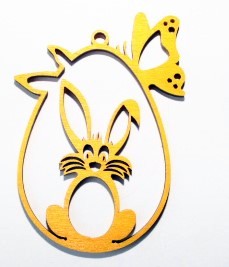 Dřevěná velikonoční ozdoba 8x5cm k zavěšení ŽLUTÁ