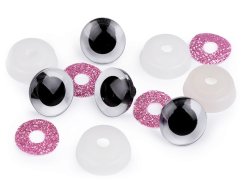 Bezpečnostní oči glitrové Ø20 mm barva růžová 2 jakost
