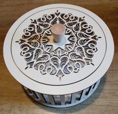 Konstrukce pro vyplétané košíky s víkem 20x10cm  kruh typ T1 Bílá