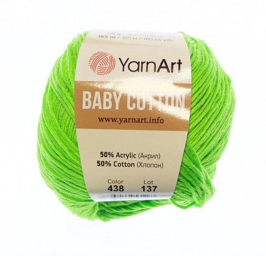 Baby Cotton  YarnArt 438 neon zelená