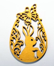 Dřevěná velikonoční ozdoba 8x5cm k zavěšení ŽLUTÁ