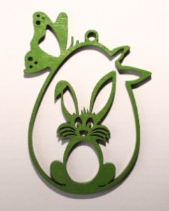 Dřevěná velikonoční ozdoba 8x5cm k zavěšení ZELENÁ