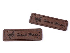 Eko kůže cedulka / ozdoba / nášivka Handmade 15x50 mm  hnědá tm