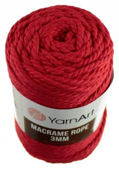 Macrame Rope 773 červená 3 mm
