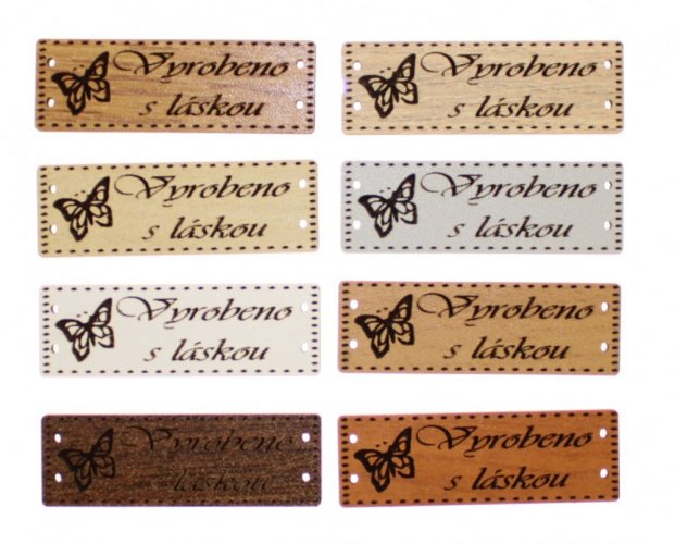 Značka Vyrobeno s láskou 8 kus s motýlem typ XA