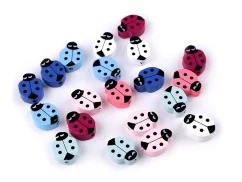 Dřevěné korálky beruška 14x19 mm mix barev cena za kus