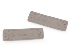 Eko kůže cedulka / ozdoba / nášivka Handmade 15x50 mm   šedá neutrální