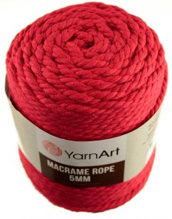 Macrame Rope 773 červená 5 mm