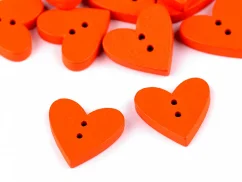 Dřevěný dekorační knoflík srdce oranžová