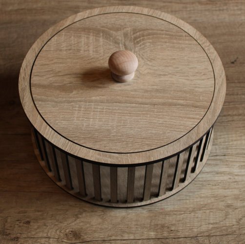 Konstrukce pro vyplétané košíky s víkem 25x10cm  kruh typ R3 Dub II